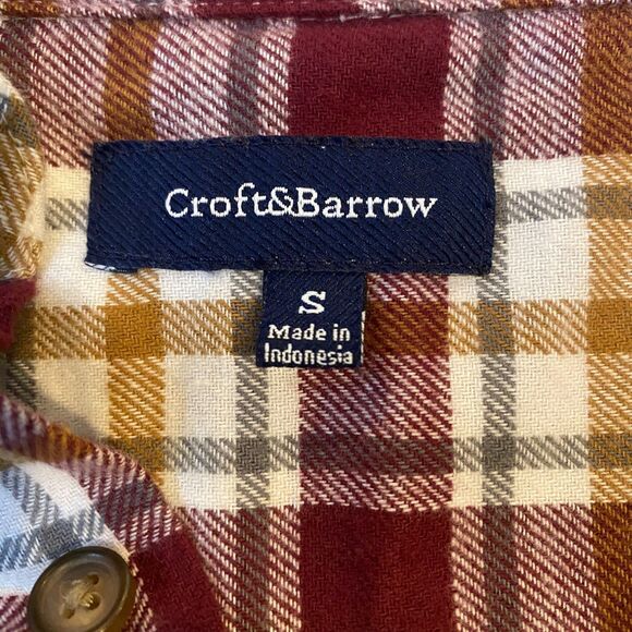 Rustic Grunge Flannel Plaid Shirt Croft & Barrow Outdoors Camping 100% Cotton S - Picture 4 of 7